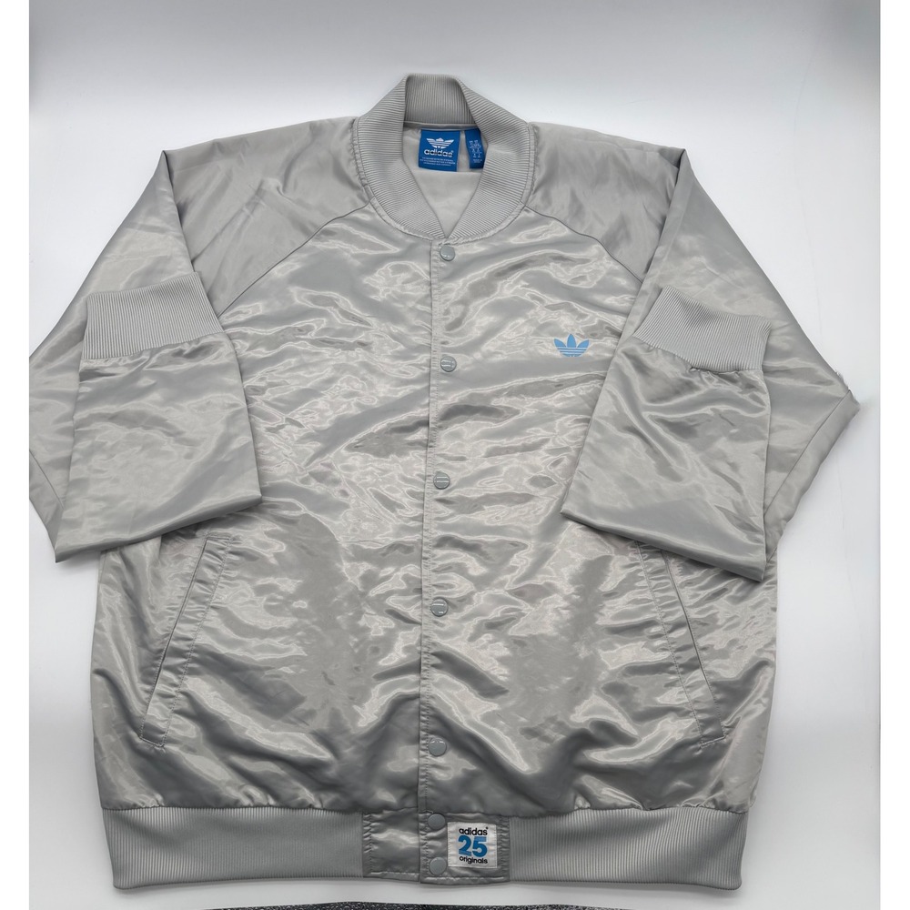 Adidas Originals 25th Anniversary NIGO Satin Bomber Jacket Silver Grey Mens XL